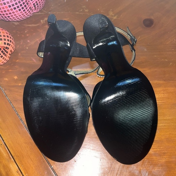 Nina Ricci Vierra Strappy Rhinestone Satin Heels, Black, Size 9M - Picture 7 of 9